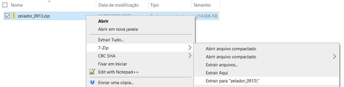 Processo de descompactação